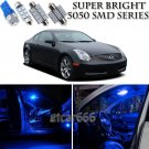 11pcs Blue LED Interior Lights Bulb Package Kit For Infiniti G35 Sedan 2003-2006