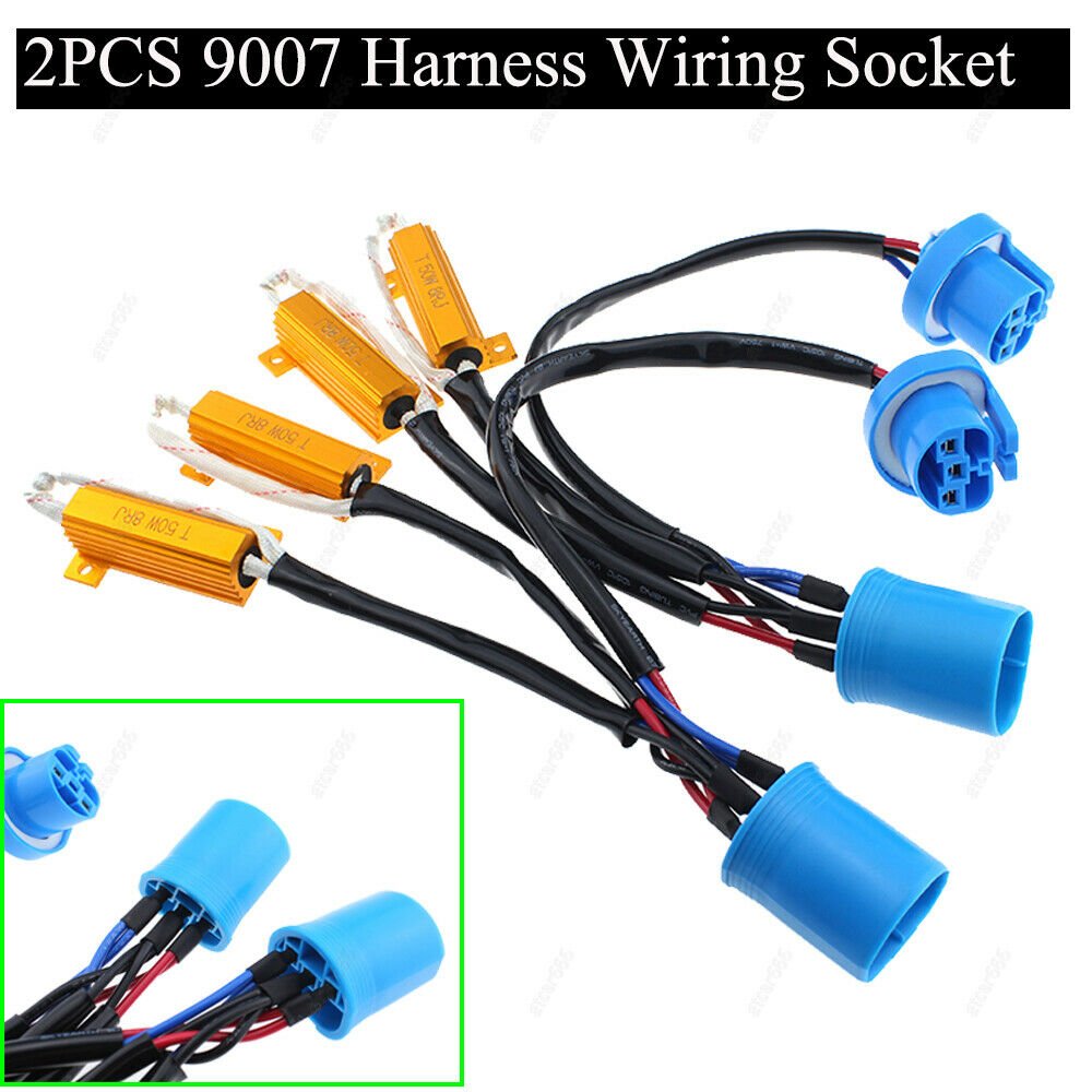 2Pcs LED Load Resistor Kit Wiring Harness 9004 9007 Anti-flicker Canceller Error