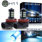 2x H11 High Power Ice Blue 3030 LED Fog DRL Light Projector Bulbs Driving Lamp