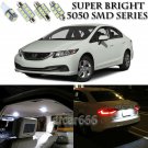 For Honda Civic 2013-2016 Xenon White LED Interior kit + License Plate Light 8PC