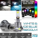 2x H3 Upgrade LED Fog Light Bulbs Dual Color Still / Flash Mode White + Ice Blue