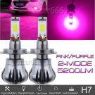H7 LED Fog Light Conversion Bulbs Super Bright Pink Purple 5200LM Still + Flash