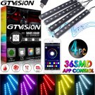 4X 16 Color RGB Interior Atmosphere Footwell Strip Light USB Charger App Control