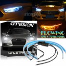 60CM Switchback Car DRL LED Light Strip Sequential Turn Signal ICE BLUE + Amber