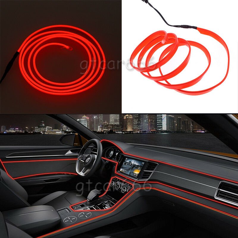 3M Universal Car Auto Interior Decorative Wire Strip Atmosphere Cold Light RED
