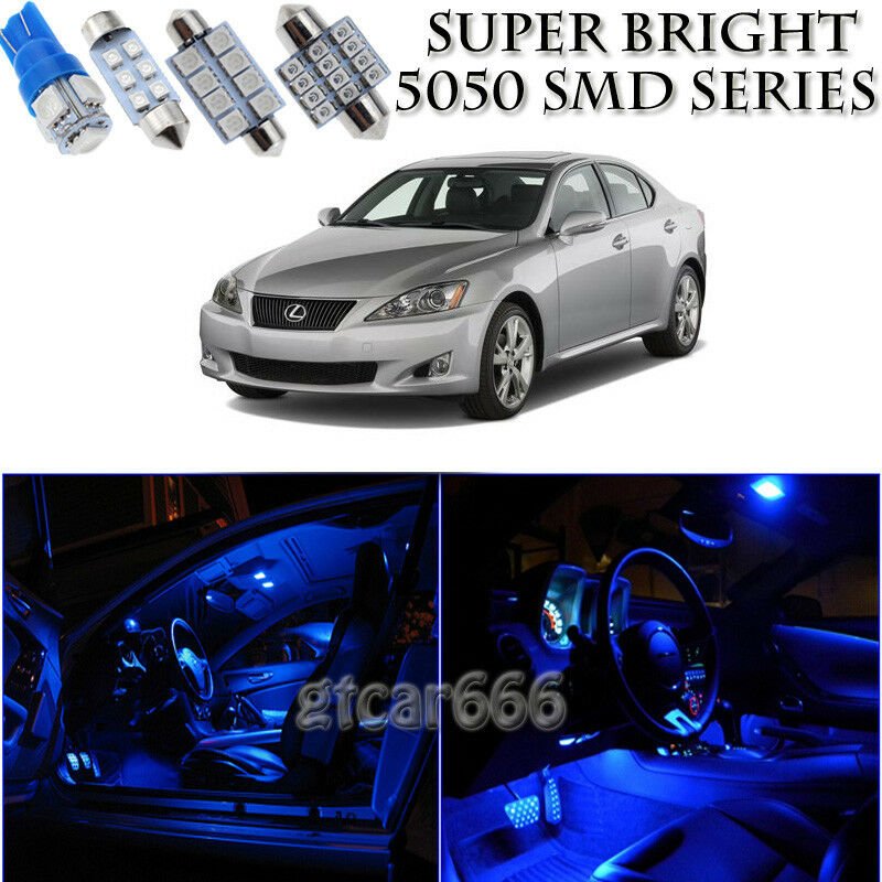 15X Bright SMD Blue LED Interior Light Package Kit For Lexus IS250 2006-2012