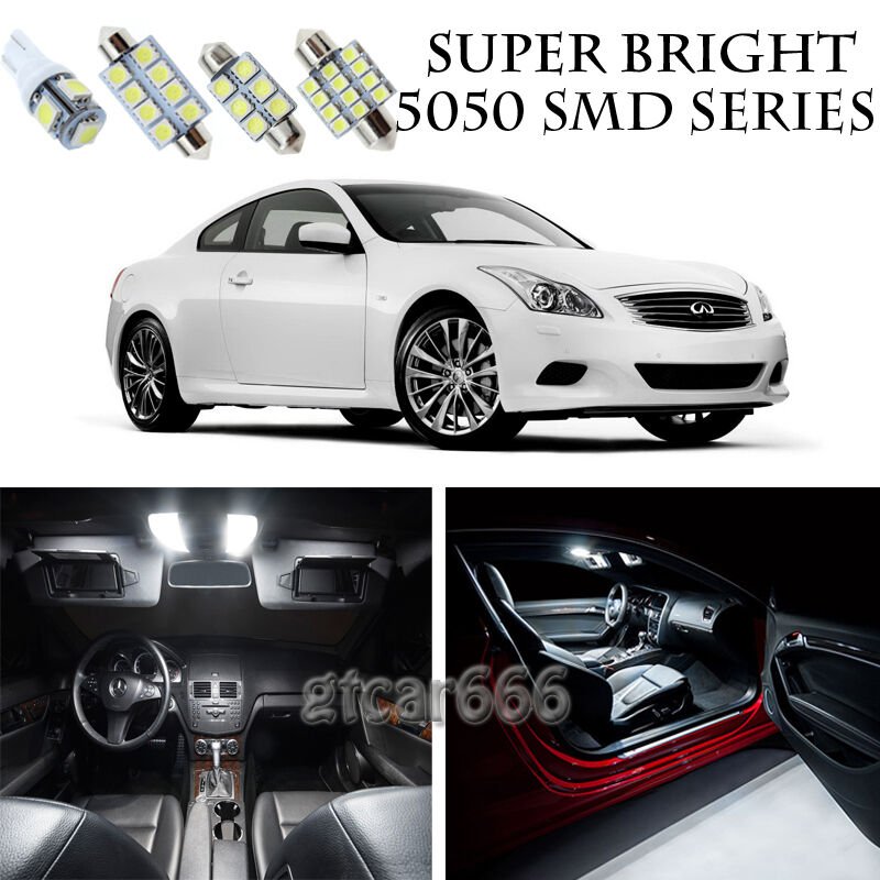 5050 SMD White LED Interior Lights Package Kit For 08-14 Infinit G37 Coupe 11pcs