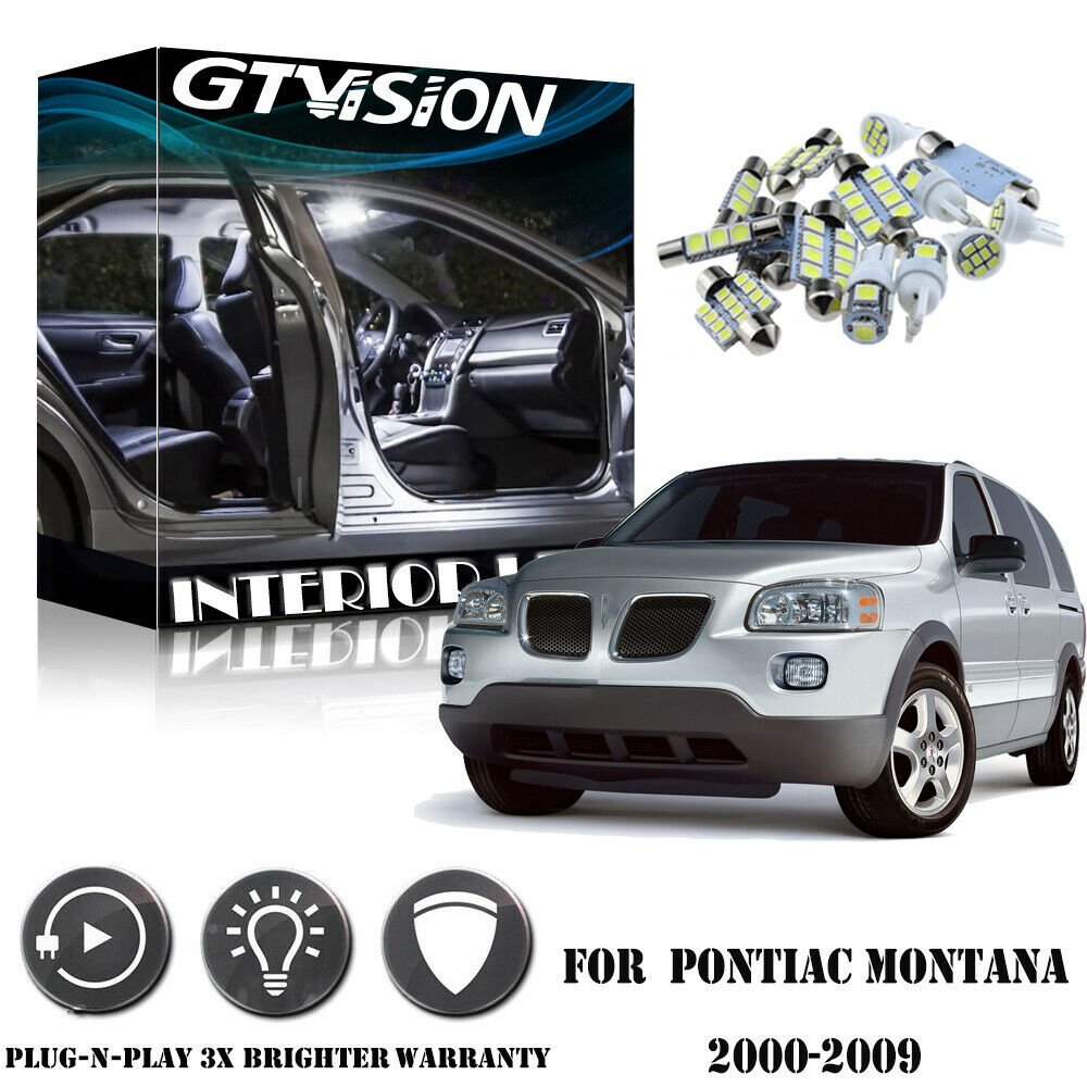 8Pcs White LED Lights Interior Package Kit For 2000 - 2008 2009 Pontiac Montana