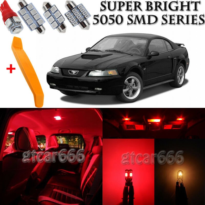 13 x Ultra Red Interior LED Lights Kit + TOOL For 1994 - 2004 Ford Mustang