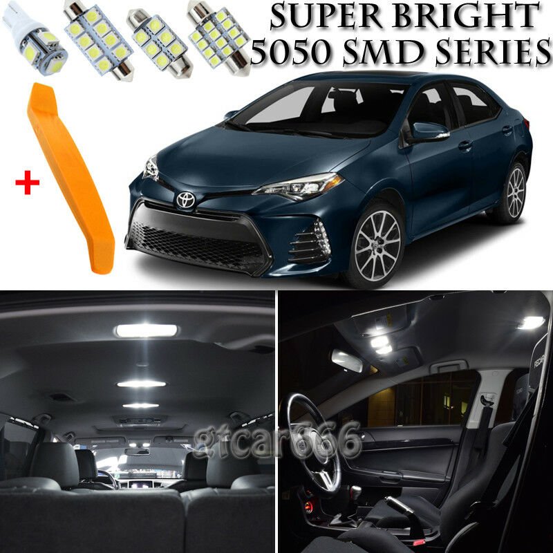 9 x Xenon White Interior LED Lights Kit + TOOL For 2016 - 2018 Toyota Corolla