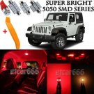 12 x Ultra Red Interior LED Lights Kit + TOOL For 2007 - 2017 Jeep Wrangler