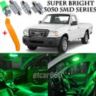 12 x Ultra Green Interior LED Lights Kit + TOOL For 1998 - 2011 Ford Ranger
