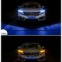 2PC 60CM LED Car Flexible DRL Daytime Running Strip Light Super Slim Blue Amber