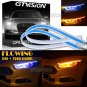 30CM Blue Amber Switchback Car LED Strip Light DRL Flow Sequential Turn Signal