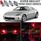 7pcs 5050 SMD Red LED Interior Lights Bulb Package Kit For Nissan 350Z 2003-2008