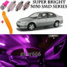8 x Ultra PINK Interior LED Lights Kit + TOOL For 2001 - 2005 Honda Civic