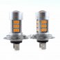 2x H7 Yellow Amber 72-4014-SMD LED For Car Fog Light Driving Bulbs DRL Lamp