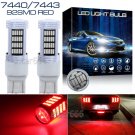 2pcs 7443 7440 Super Red 92SMD High Power Projector LED Brake Tail Lights Bulbs