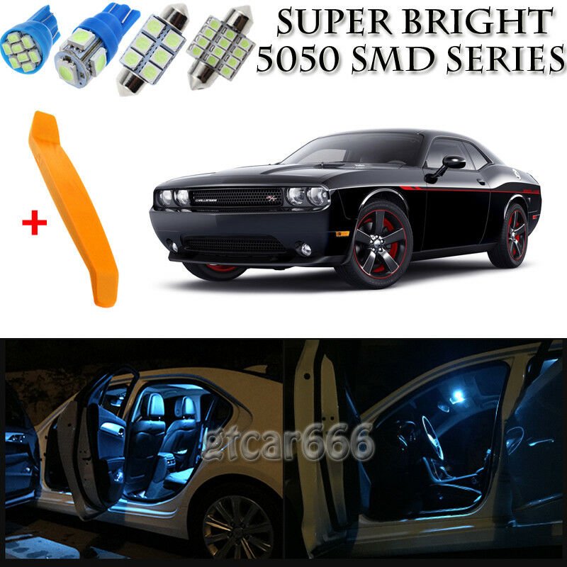 14 x Ice Blue Interior LED Lights Kit + TOOL For 2011 - 2014 Dodge Challenger