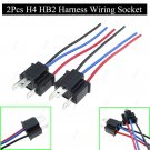 2Pcs H4 HB2 Headlight Headlamp Light Bulb Relay Wiring Harness Socket Plug Wire