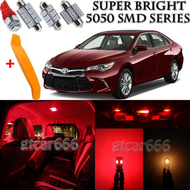 12 x Ultra Red Interior LED Lights Kit + TOOL For 2012 - 2017 Toyota Camry