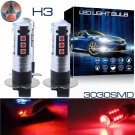 2x H3 12V 3030 LED Fog Light Bulb Driving Light Replacement 15SMD Ultra Red DRL