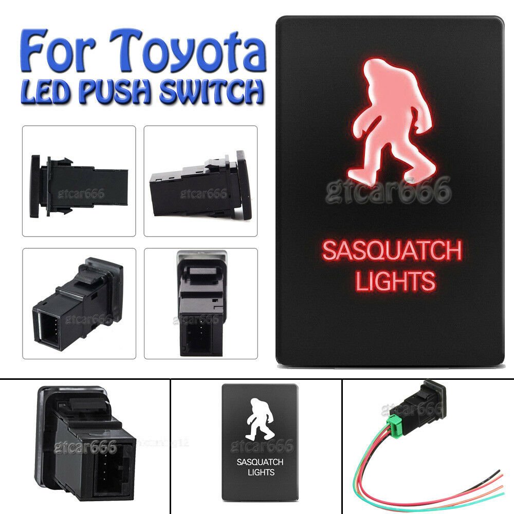 Red LED Push Switch SASQUATCH LIGHT for Toyota Highlander Sequoia Tundra 4Runner