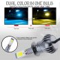 2x H1 LED DRL Fog Driving Light Bulb Dual Color Strobe Flash Yellow + Ice Blue