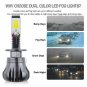 2x H1 LED DRL Fog Driving Light Bulb Dual Color Strobe Flash Yellow + Ice Blue
