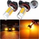 2pcs H11 H8 Amber LED Projector Bulb High Power Fog Light Daytime Running Light
