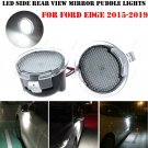 2x White LED Side Rear View Mirror Puddle Lights For Ford Edge Mondeo 2015-2019