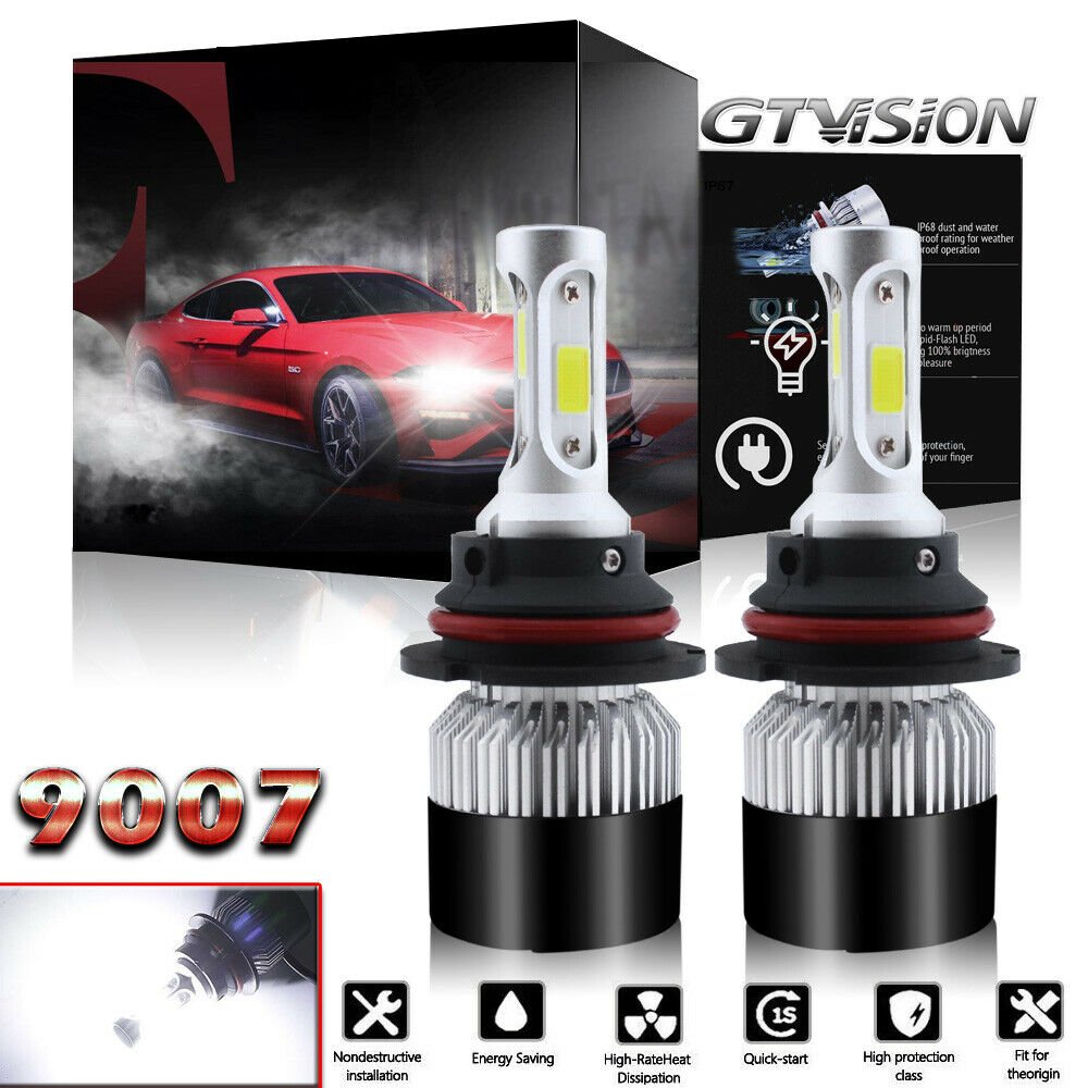 9007 HB5 COB LED Headlight Kit 1320W 198000LM Hi/Lo Lamp Bulbs 6000K Xenon White