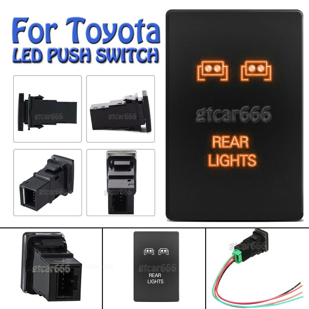 12V 3A ON-OFF Orange LED Push Switch Rear Light For Toyota Tundra 4Runner Tacoma