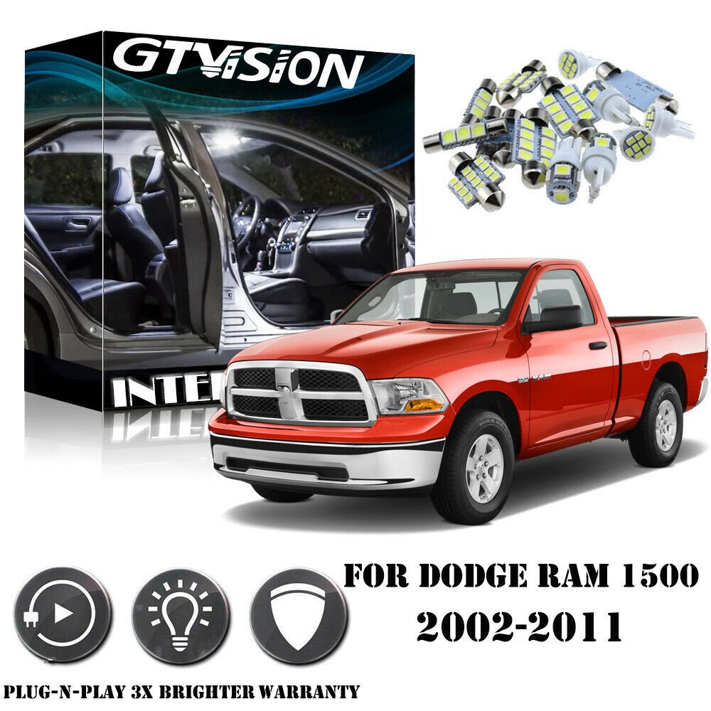 11PCS White 6K Interior LED Light Package For 2002-2011 Dodge Ram 1500 2500 3500