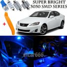 15 x Blue Interior LED Lights Kit + TOOL For 2006 - 2013 Lexus IS250 IS350