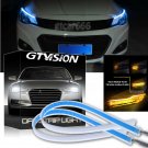 2x Flexible DRL Strip Light LED ICE BLUE Yellow Flow Switchback Turn Signal 30CM