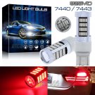 2pcs 92SMD 7440 7443 Red High Power Projector LED Brake Tail Stop Light Bulbs