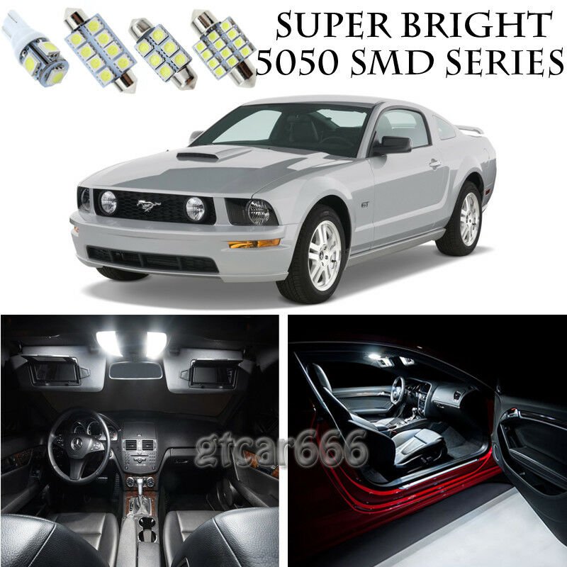 5050 SMD White LED Interior Lights Package Kit For 2005-2009 Ford Mustang 7pcs