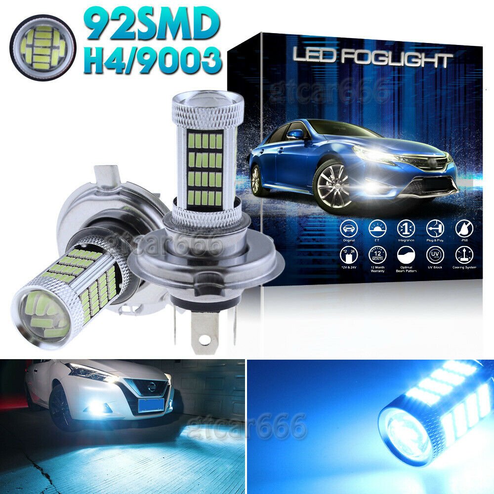 Ice Blue H4 9003 HB2 LED Projector Bulbs Fog Driving Light Daytime Running Lamp