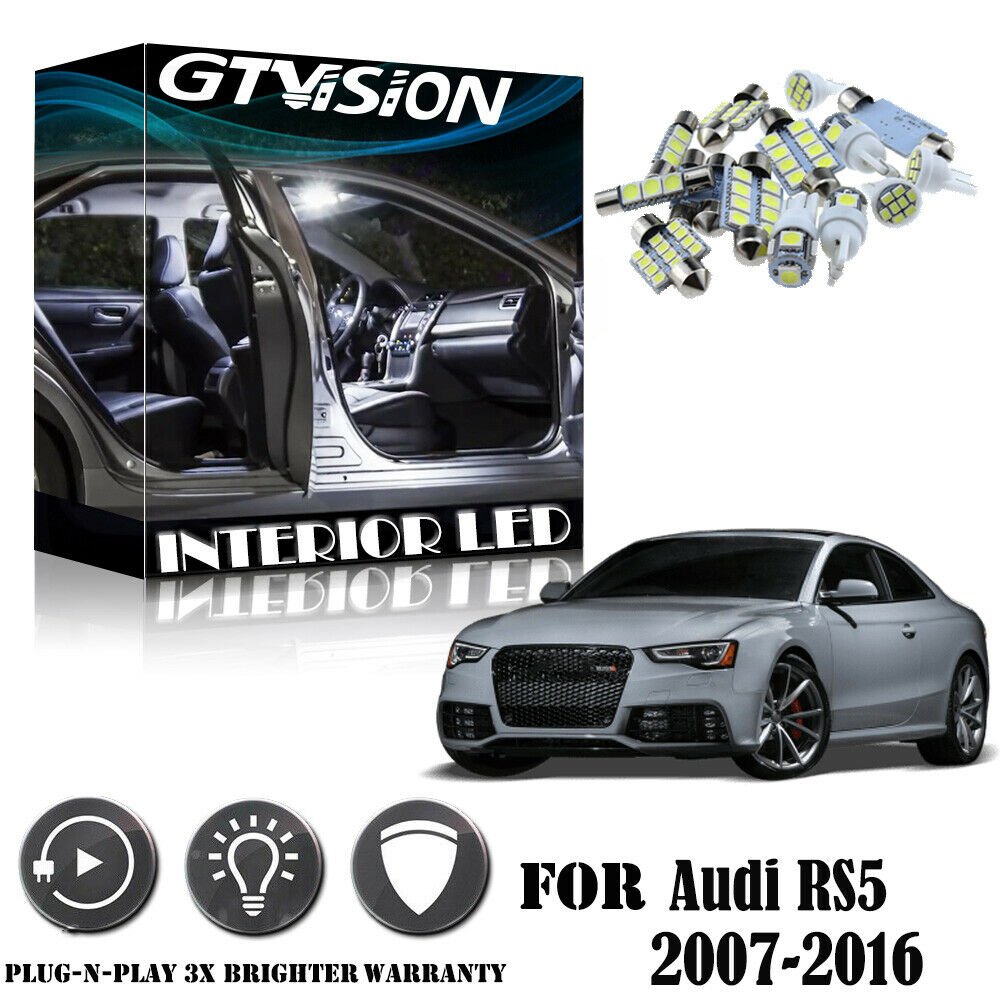 12x Bright White LED Interior Lights Package Kit For AUDI A5 S5 RS5 B8 2007-2016