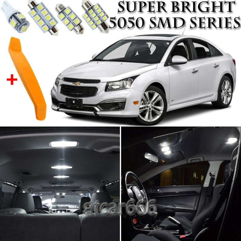 9 x Xenon White Interior LED Lights Kit + TOOL For 2011-2015 Chevrolet Cruze