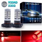 2x High Power H16 5202 RED LED Fog Light Bulbs 92-4014-SMD Daytime Running Light