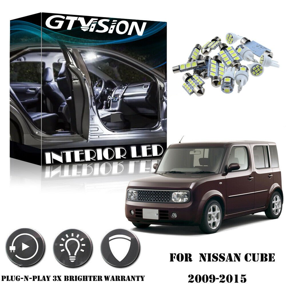 9x Super Bright White LED Lights Interior Package Kit Fit 2009-2015 Nissan Cube