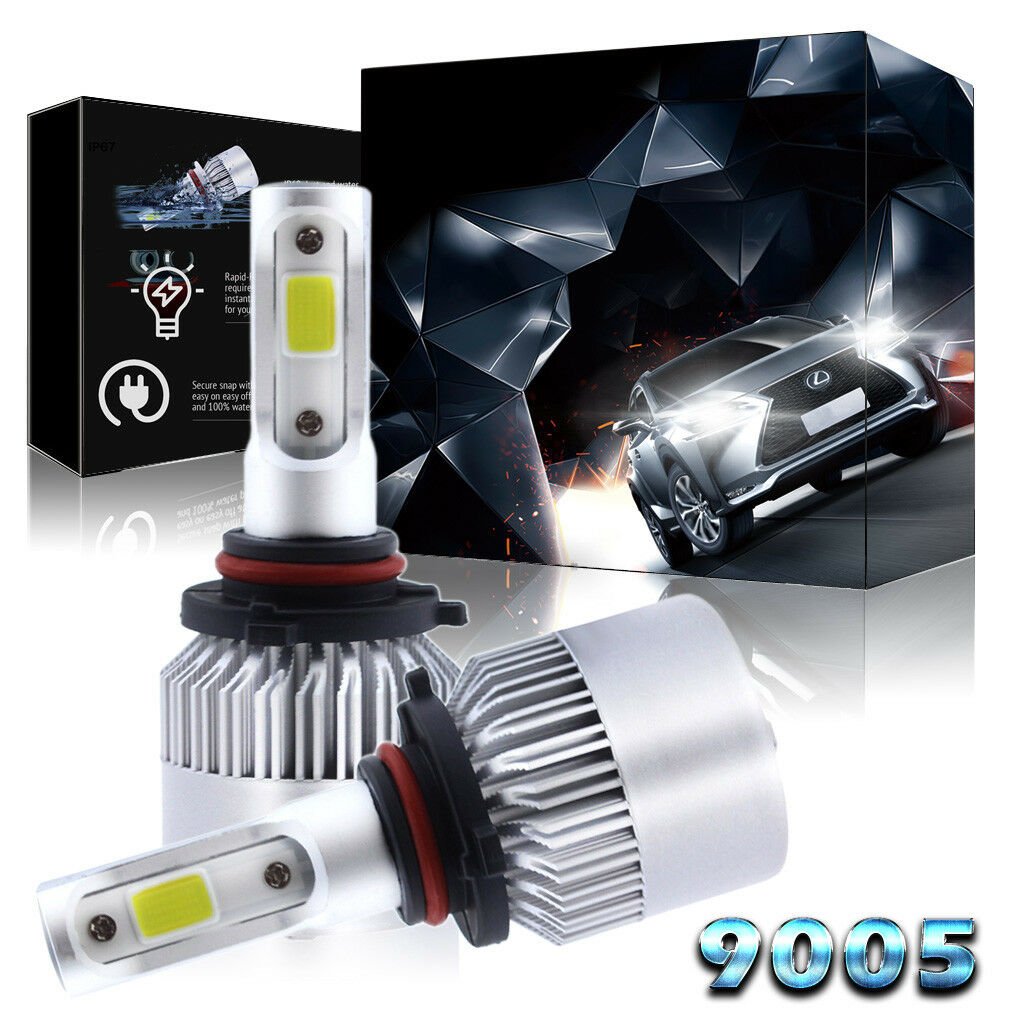 2pcs High Power 9005 LED Headlight High Beam Bulbs Kit 6000K Xenon White Light