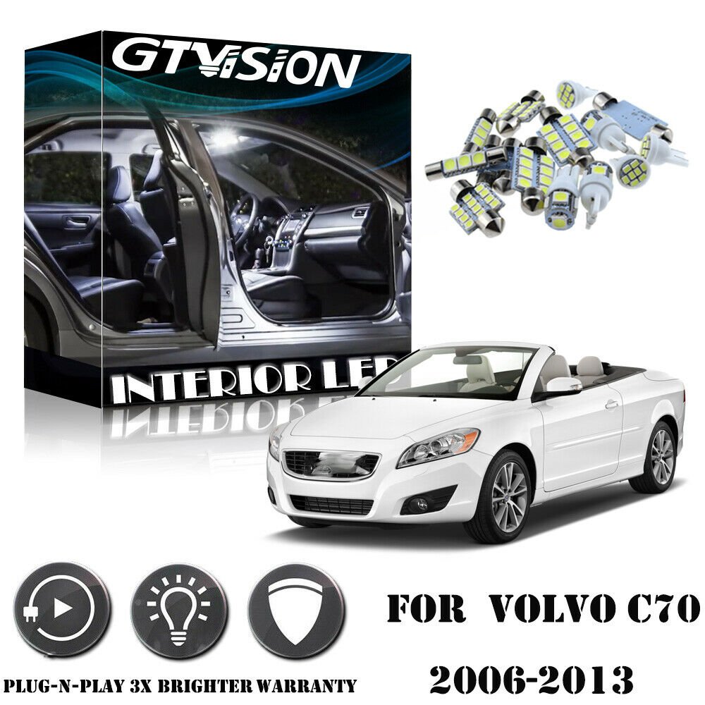 15x Bright White LED Lights Interior Package Kit Package For Volvo C70 2006-2013