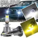 2x H3 LED Fog Driving Light Bulbs Dual Color Still / Flash Mode White + Yellow