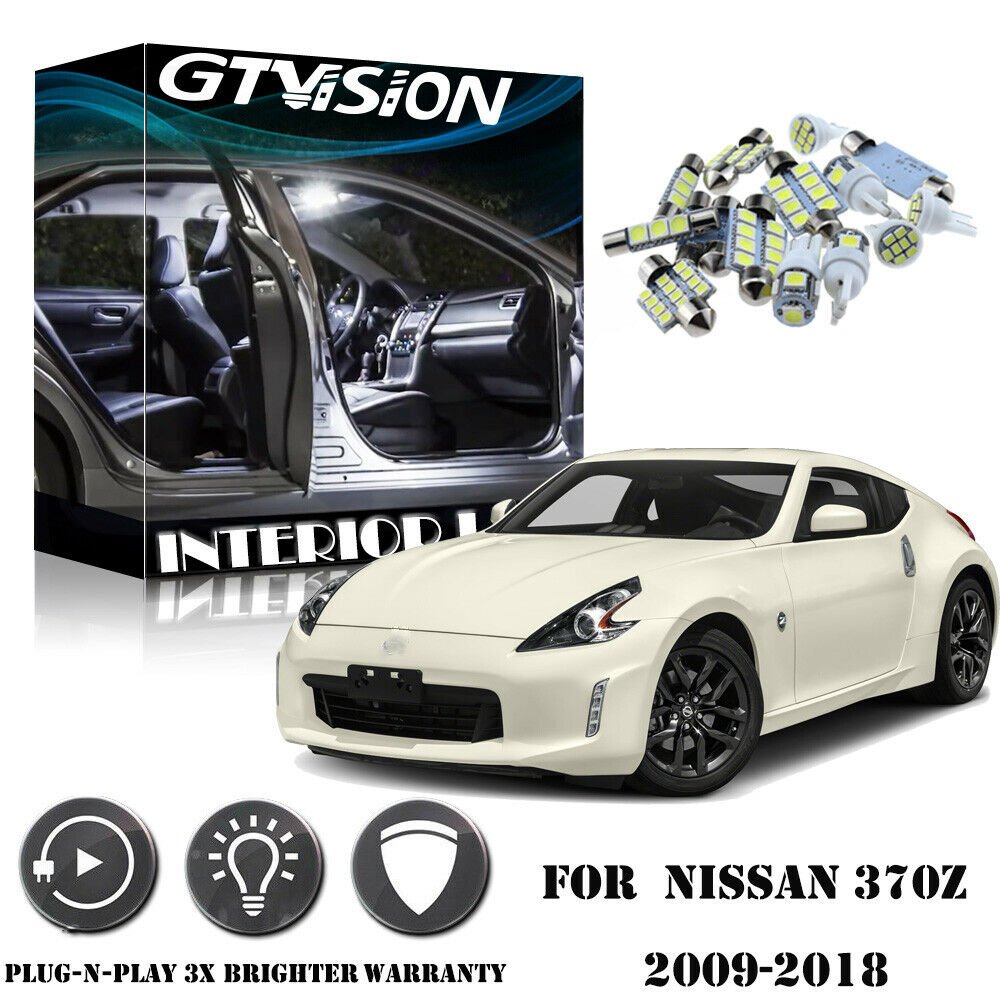 Super Bright White 6K LED Lights Interior Package Kit for 2009-2018 Nissan 370Z