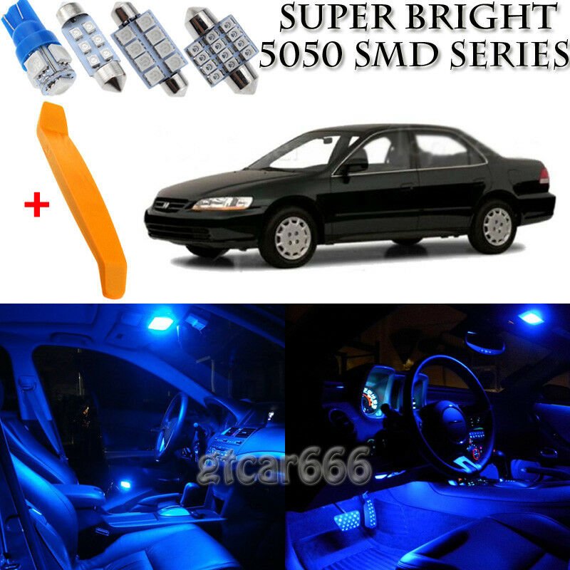 12 x Ultra Blue Interior LED Lights Kit + TOOL For 1998 - 2002 Honda Accord