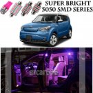For Kia Soul 2010-2016 Pink LED Interior Light Kit + License Plate Light 10Piece