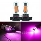 2× Purple Pink Car DRL Driving Fog Light H16 5202 COB LED Projector Lens Bulbs